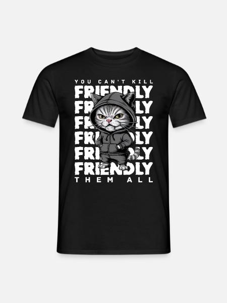 Genervte Katze Lustiges Katzen-Design Spruch - Männer T-Shirt - Schwarz