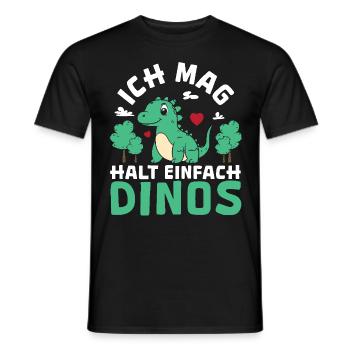Triceratops T-Rex Velociraptor J’aime tout simplement les dinos - T-shirt homme - noir - Devant - AI Model Male 178 light (178cm)