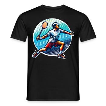 Badminton - Men's T-Shirt - black - Front - AI Model Male 178 light (178cm)