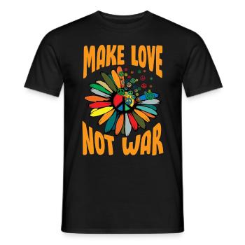 Make Love Not War Flower Power Hippie - Men's T-Shirt - black - Front - AI Model Male 178 light (178cm)