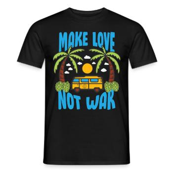 Faites l’amour pas la guerre Flower Power Hippie - T-shirt homme - noir - Devant - AI Model Male 178 light (178cm)