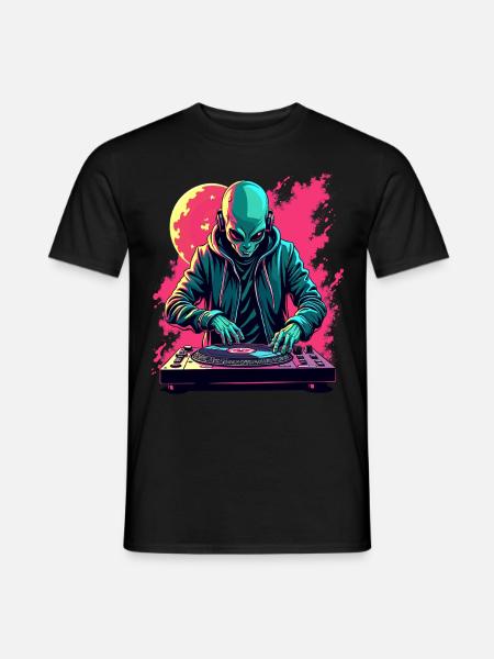 Alien Extraterrestrial DJ Music - Men's T-Shirt - black