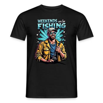 Weekends are for Fishing Fischen Angeln - Men's T-Shirt - black - Front - AI Model Male 178 light (178cm)