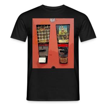 Retro chewing gum machine in comic look - Men's T-Shirt - black - Front - AI Model Male 178 light (178cm)