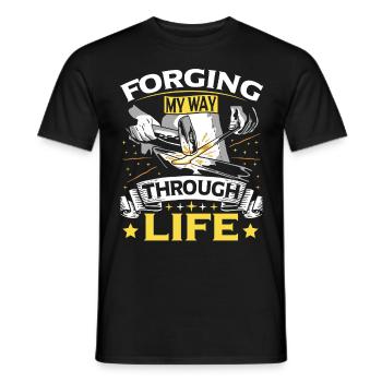 Power Blacksmith Metalforge Merch - Men's T-Shirt - black - Front - AI Model Male 178 light (178cm)