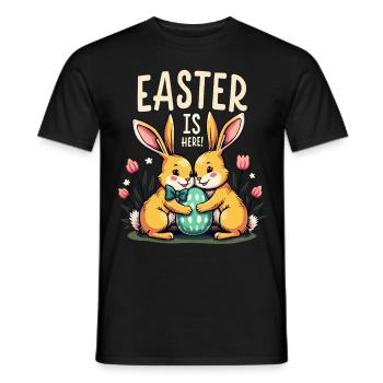 Pâques est là – Doux lapins de Pâques avec œuf de Pâques - T-shirt homme - noir - Devant - AI Model Male 178 light (178cm)