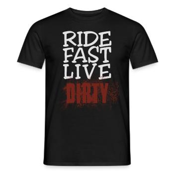 RIDE FAST LIVE DIRTY – Mountain Bike - Motocross - Men's T-Shirt - black - Front - AI Model Male 178 light (178cm)