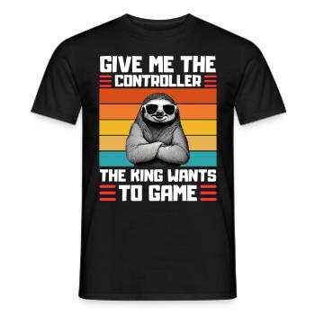 Lustiges Faultier Gaming Design Zocken - Männer T-Shirt - Schwarz - Vorne - AI Model Male 178 light (178cm)