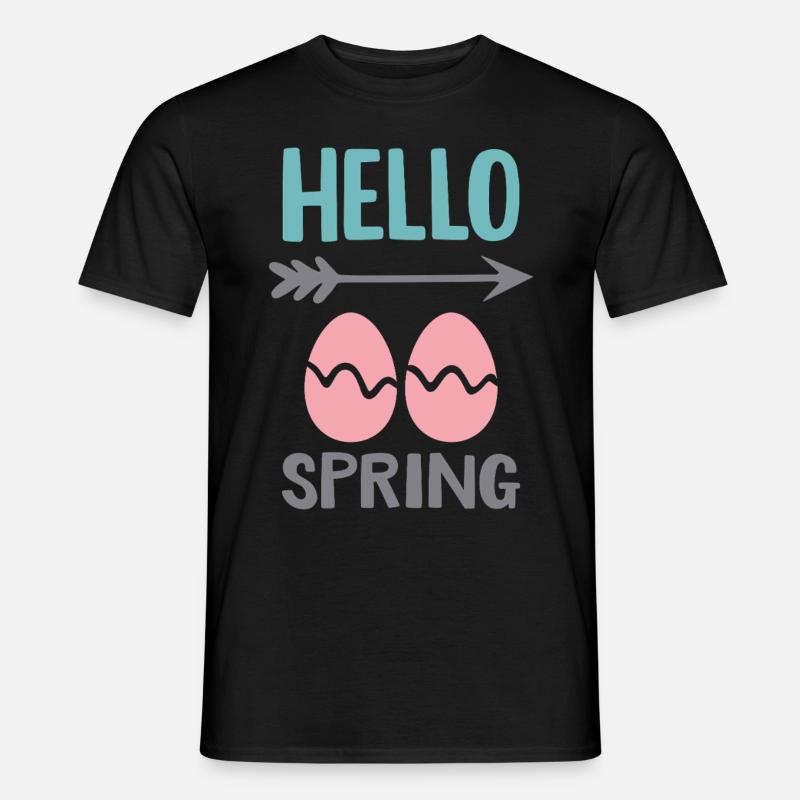 Hello Spring Frühlingsdesign mit Ostereiern - Männer T-Shirt - Schwarz