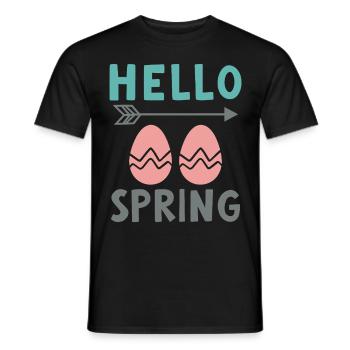 Hello Spring Frühlingsdesign mit Ostereiern - Männer T-Shirt - Schwarz - Vorne - AI Model Male 178 light (178cm)