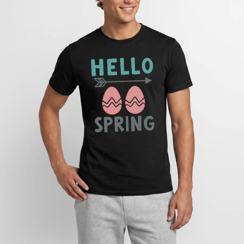 Hello Spring Spring Design with Easter Eggs Men’s T-shirt