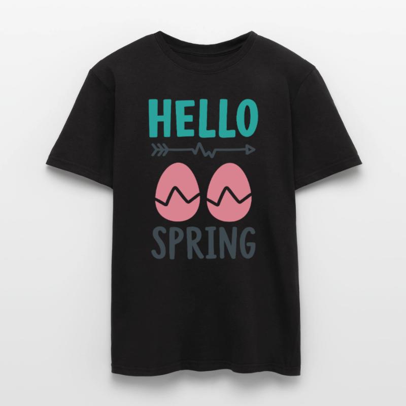 Hello Spring Spring Design with Easter Eggs Men’s T-shirt