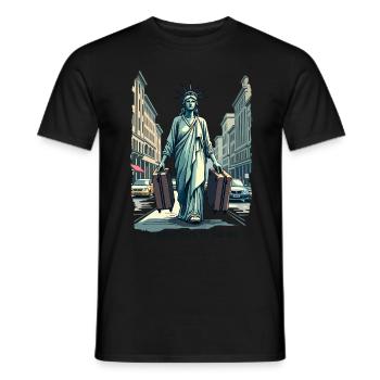 Funny Statue of Liberty USA America Sarcasm - Men's T-Shirt - black - Front - AI Model Male 178 light (178cm)