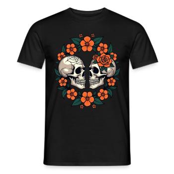 Skulls & Flowers Dark Aesthetic Floral - Men's T-Shirt - black - Front - AI Model Male 178 light (178cm)