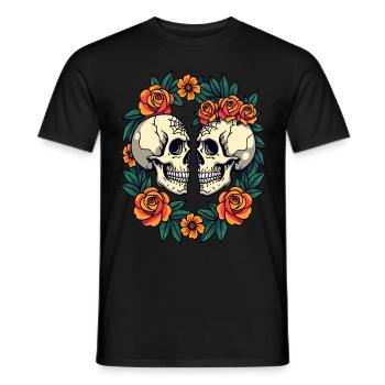 Skulls & Flowers Dark Aesthetic Floral - Men's T-Shirt - black - Front - AI Model Male 178 light (178cm)
