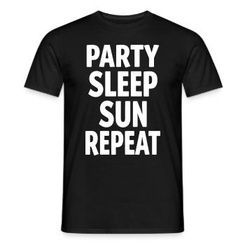 Party Sleep Sun Repeat – Summer Lifestyle - Men's T-Shirt - black - Front - AI Model Male 178 light (178cm)