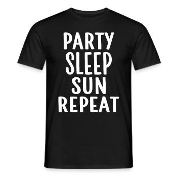 Party Sleep Sun Repeat – Summer Lifestyle - Men's T-Shirt - black - Front - AI Model Male 178 light (178cm)