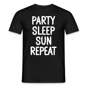 Party Sleep Sun Repeat – Summer Lifestyle - Men's T-Shirt - black - Front - AI Model Male 178 light (178cm)