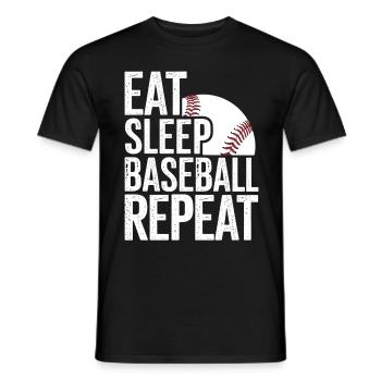 Manger dormir baseball répéter - T-shirt homme - noir - Devant - AI Model Male 178 light (178cm)