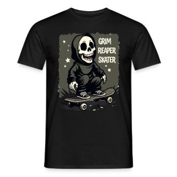 Skateboarding Sensenmann – Grim Reaper Style - Männer T-Shirt - Schwarz - Vorne - AI Model Male 178 light (178cm)