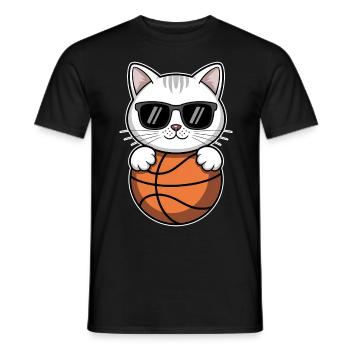 Chat de basket-ball drôle cadeau de basket-ball - T-shirt homme - noir - Devant - AI Model Male 178 light (178cm)