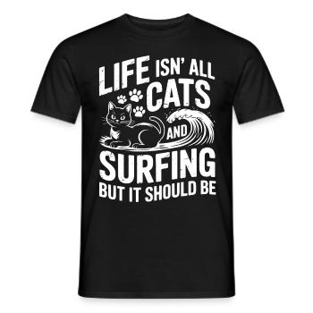 Surfing Saying Cats Funny Surfing Gift - Men's T-Shirt - black - Front - AI Model Male 178 light (178cm)