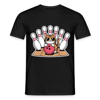 Bowling Spruch Katzen Lustiges Bowling Geschenk - Männer T-Shirt - Schwarz - Vorne - AI Model Male 178 light (178cm)