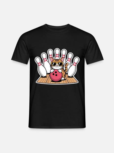 Bowling Spruch Katzen Lustiges Bowling Geschenk - Männer T-Shirt - Schwarz