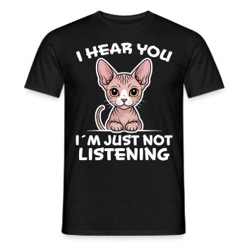 Chat Sphynx Disant Drôle Chat Sphynx Cadeau - T-shirt homme - noir - Devant - AI Model Male 178 light (178cm)