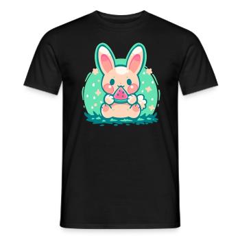 Lapin pastèque d’été - T-shirt homme - noir - Devant - AI Model Male 178 light (178cm)