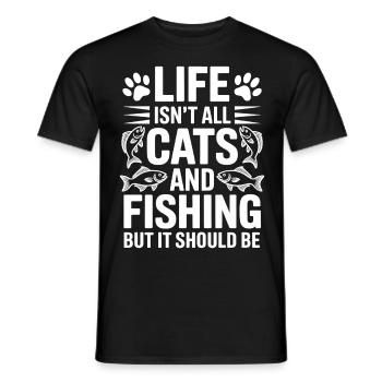 Fishing Saying Fishing Cat Funny Angler Gift - Men's T-Shirt - black - Front - AI Model Male 178 light (178cm)