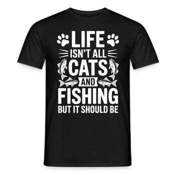 Fishing Saying Fishing Cat Funny Angler Gift - Men's T-Shirt - black - Front - AI Model Male 178 light (178cm)