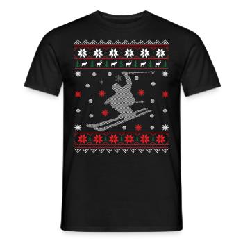 Ski - Noël laid - T-shirt homme - noir - Devant - AI Model Male 178 light (178cm)