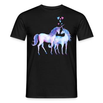 Unicorn couples in love - Men's T-Shirt - black - Front - AI Model Male 178 light (178cm)