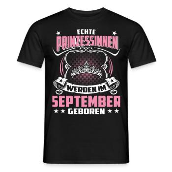 Septembre - anniversaire - princesse 3 - T-shirt homme - noir - Devant - AI Model Male 178 light (178cm)