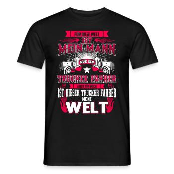 Trucker drivers - my husband - my world - Men's T-Shirt - black - Front - AI Model Male 178 light (178cm)