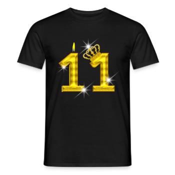 11 birthday - Crown - candle - gold - Men's T-Shirt - black - Front - AI Model Male 178 light (178cm)