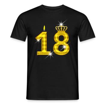18 birthday - Crown - candle - gold - Men's T-Shirt - black - Front - AI Model Male 178 light (178cm)