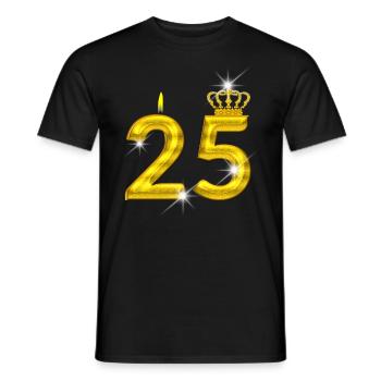 25 birthday - Crown - candle - gold - Men's T-Shirt - black - Front - AI Model Male 178 light (178cm)