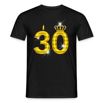30 birthday - Crown - candle - gold - Men's T-Shirt - black - Front - AI Model Male 178 light (178cm)