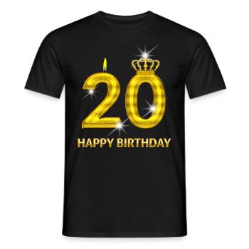 20-happy birthday - birthday - number gold - Men's T-Shirt - black - Front - AI Model Male 178 light (178cm)