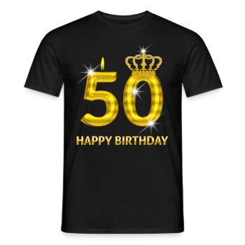 50 - happy birthday - birthday - number gold - Men's T-Shirt - black - Front - AI Model Male 178 light (178cm)