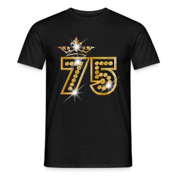 75 - Birthday - Queen - Gold - Burlesque - T-shirt homme - noir - Devant - AI Model Male 178 light (178cm)