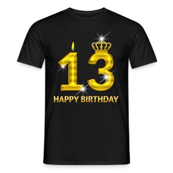 13-happy birthday - birthday - number gold - Men's T-Shirt - black - Front - AI Model Male 178 light (178cm)