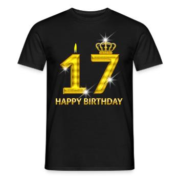 17-happy birthday - birthday - number gold - Men's T-Shirt - black - Front - AI Model Male 178 light (178cm)