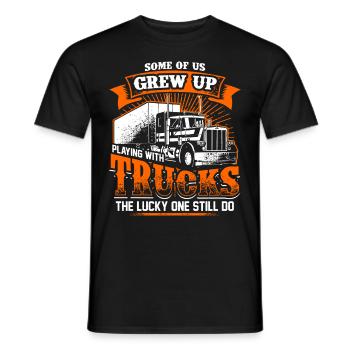 Grew Up - Trucker - EN - Men's T-Shirt - black - Front - AI Model Male 178 light (178cm)