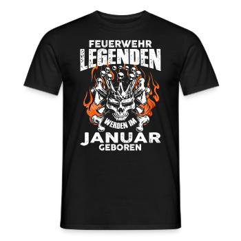 January - birthday - fire - legend - DE - Men's T-Shirt - black - Front - AI Model Male 178 light (178cm)