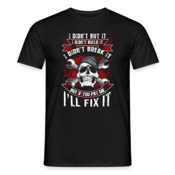 I will fix it - Mechanic - EN - Men's T-Shirt - black - Front - AI Model Male 178 light (178cm)