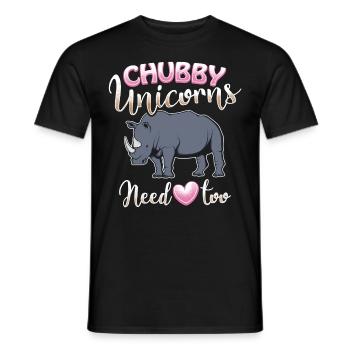 Chubby Unicorns Need Love too - EN - Männer T-Shirt - Schwarz - Vorne - AI Model Male 178 light (178cm)
