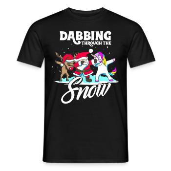 Dabbing Santa DAB Unicorn reindeer Christmas gift - Men's T-Shirt - black - Front - AI Model Male 178 light (178cm)